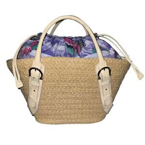 Salvatore Ferragamo Straw Beach Tote Shoulder Handbag Beige